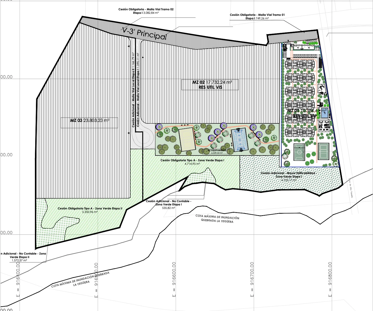 Plano del planteamiento general urbanístico del proyecto